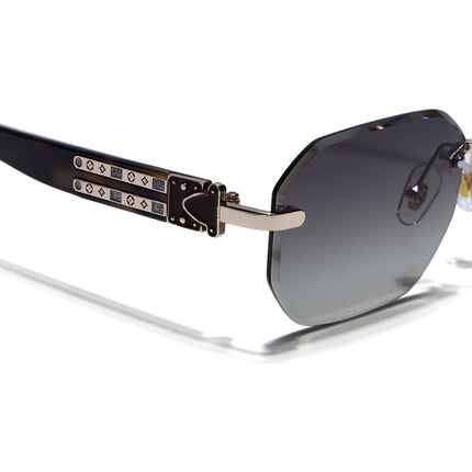 Rimless Sunglasses for Men & Women (Olive Lens | Golden Frame - MG7801)