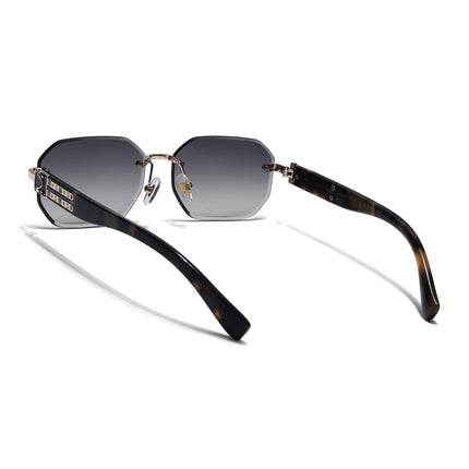 Rimless Sunglasses for Men & Women (Olive Lens | Golden Frame - MG7801)