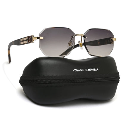 Rimless Sunglasses for Men & Women (Olive Lens | Golden Frame - MG7801)