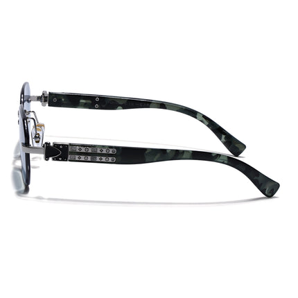 Rimless Sunglasses for Men & Women (Blue & Clear Lens | Silver Frame - MG7802)