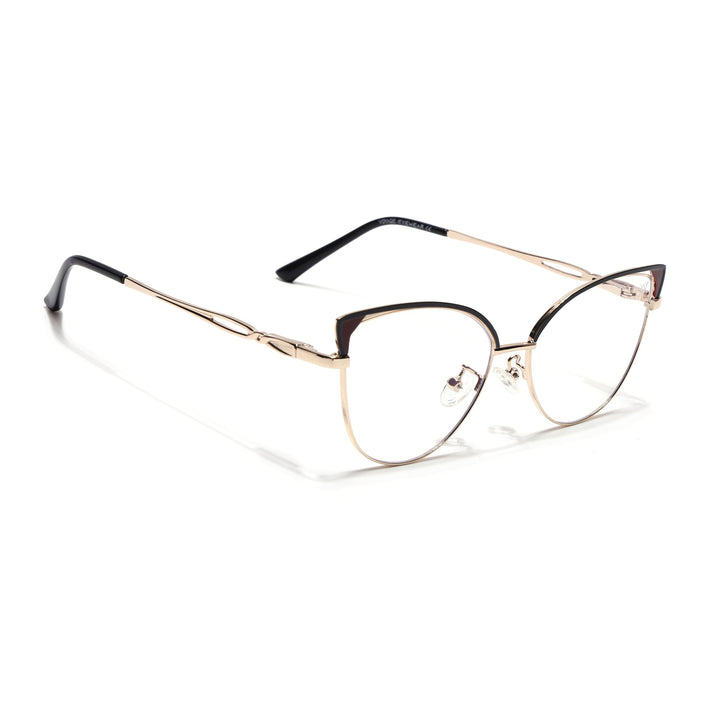 Voyage Glam Black & Golden Cateye Eyeglasses for Women - MG4418-C1