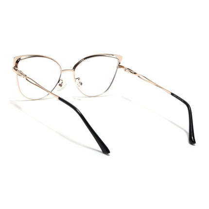 Voyage Glam Black & Golden Cateye Eyeglasses for Women - MG4418-C1