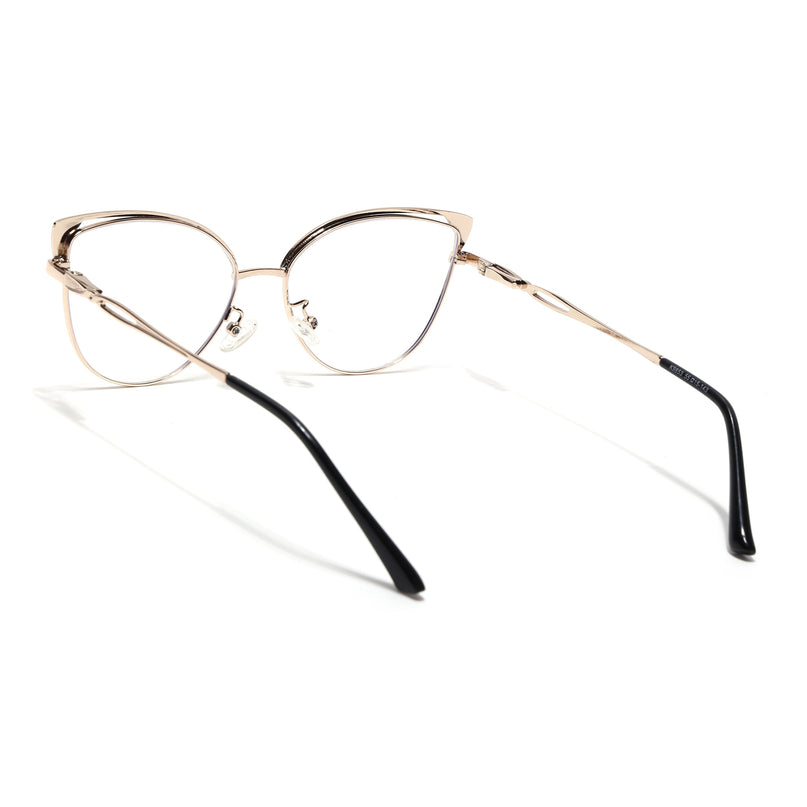Voyage Glam Black & Golden Cateye Eyeglasses for Women - MG4418-C1