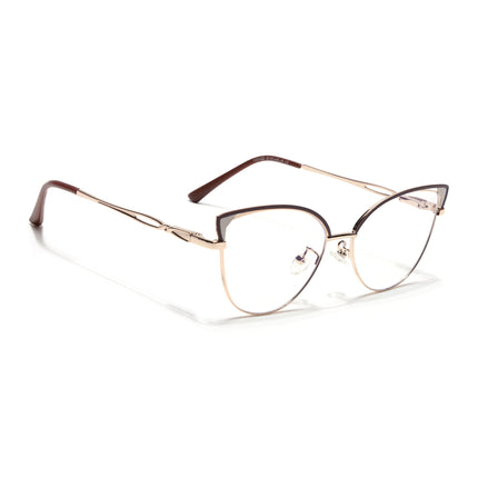 Voyage Glam Brown & Golden Cateye Eyeglasses for Women - MG4420-C2