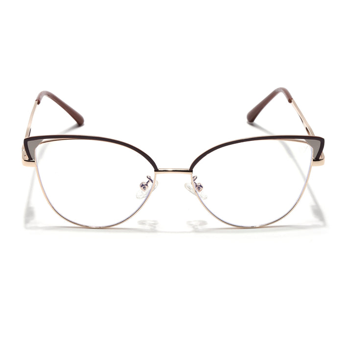 Voyage Glam Brown & Golden Cateye Eyeglasses for Women - MG4420-C2