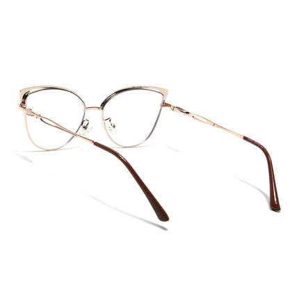 Voyage Glam Brown & Golden Cateye Eyeglasses for Women - MG4420-C2