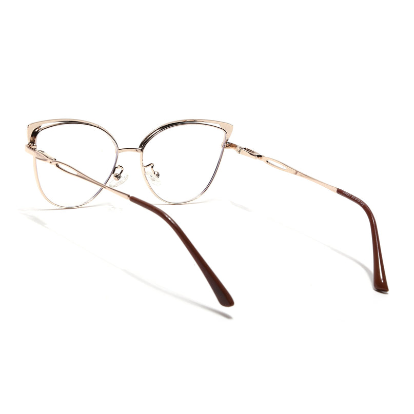 Voyage Glam Brown & Golden Cateye Eyeglasses for Women - MG4420-C2