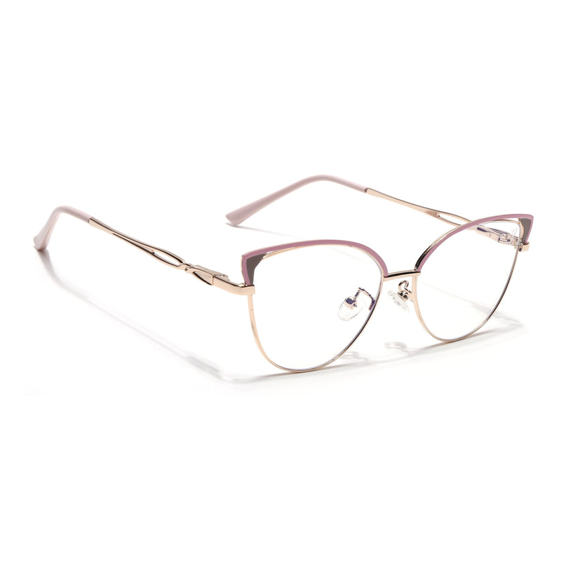 Voyage Glam Pink & Golden Cateye Eyeglasses for Women - MG4421-C3