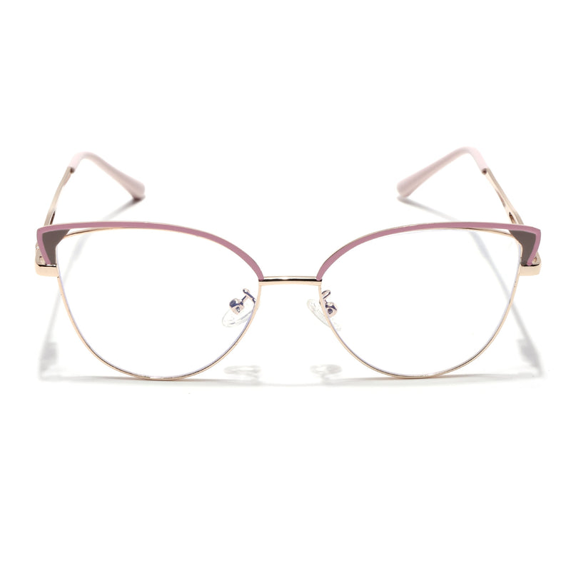 Voyage Glam Pink & Golden Cateye Eyeglasses for Women - MG4421-C3