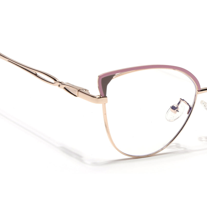 Voyage Glam Pink & Golden Cateye Eyeglasses for Women - MG4421-C3