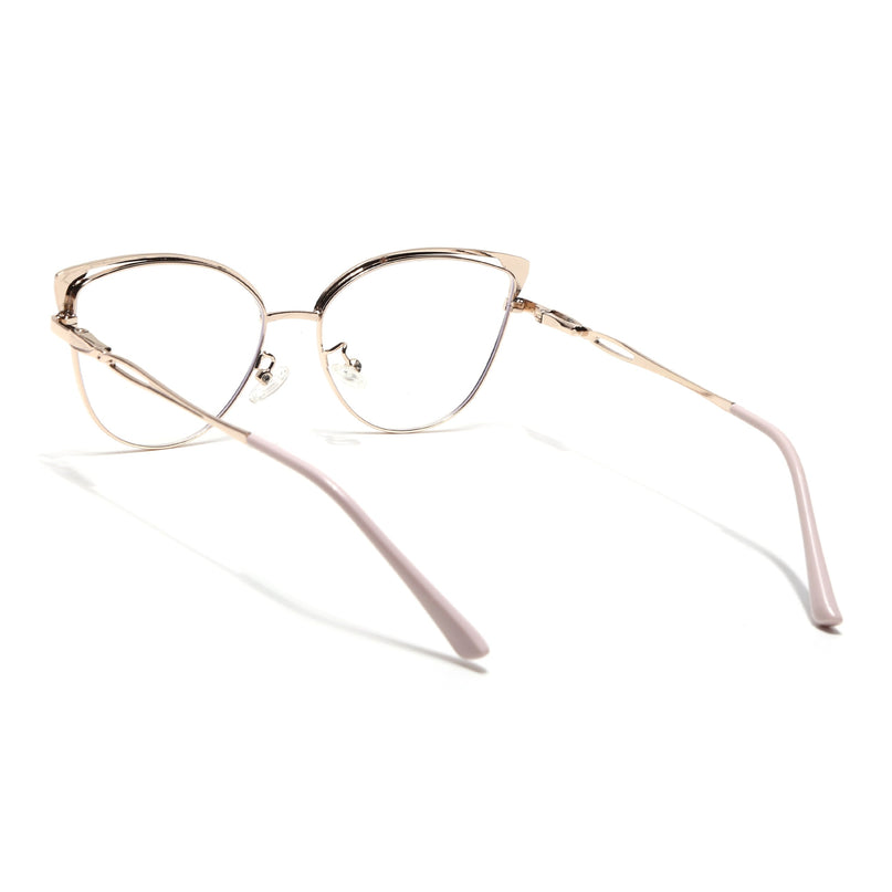 Voyage Glam Pink & Golden Cateye Eyeglasses for Women - MG4421-C3