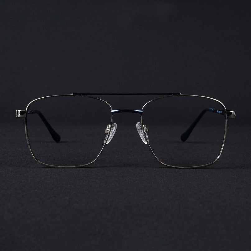 Voyage Silverline Silver & Blue Wayfarer Eyeglasses for Men & Women - MG5447-C1