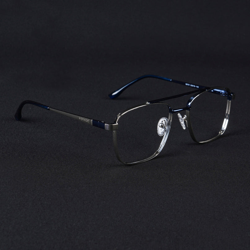 Voyage Silverline Silver & Blue Wayfarer Eyeglasses for Men & Women - MG5447-C1