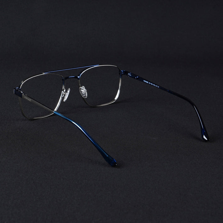 Voyage Silverline Silver & Blue Wayfarer Eyeglasses for Men & Women - MG5447-C1
