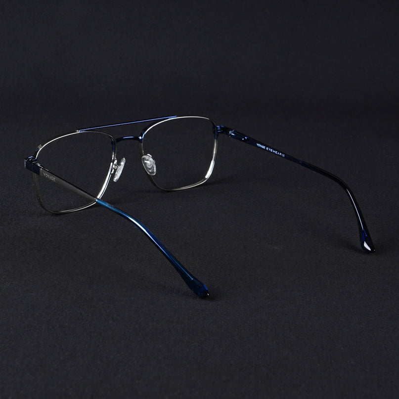 Voyage Silverline Silver & Blue Wayfarer Eyeglasses for Men & Women - MG5447-C1