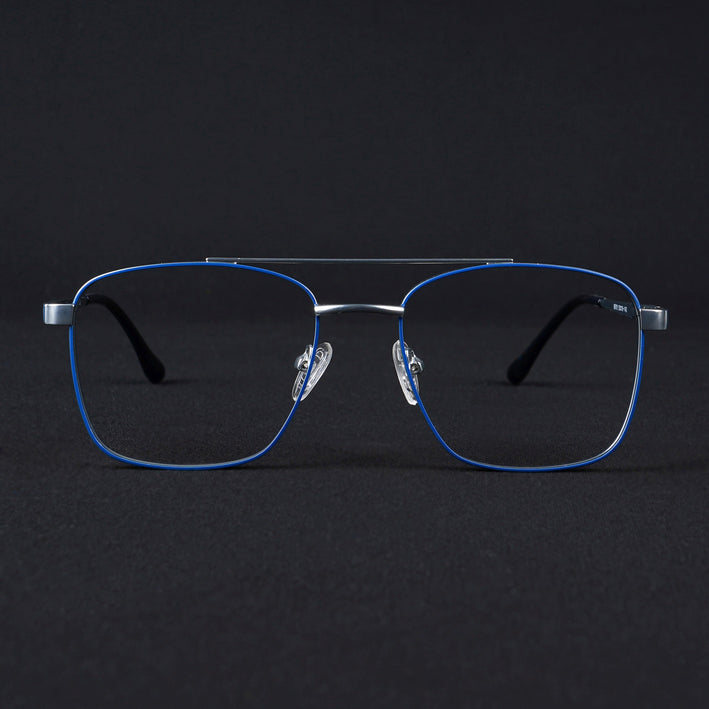 Voyage Silverline Blue & Matt Silver Wayfarer Eyeglasses for Men & Women - MG5448-C2