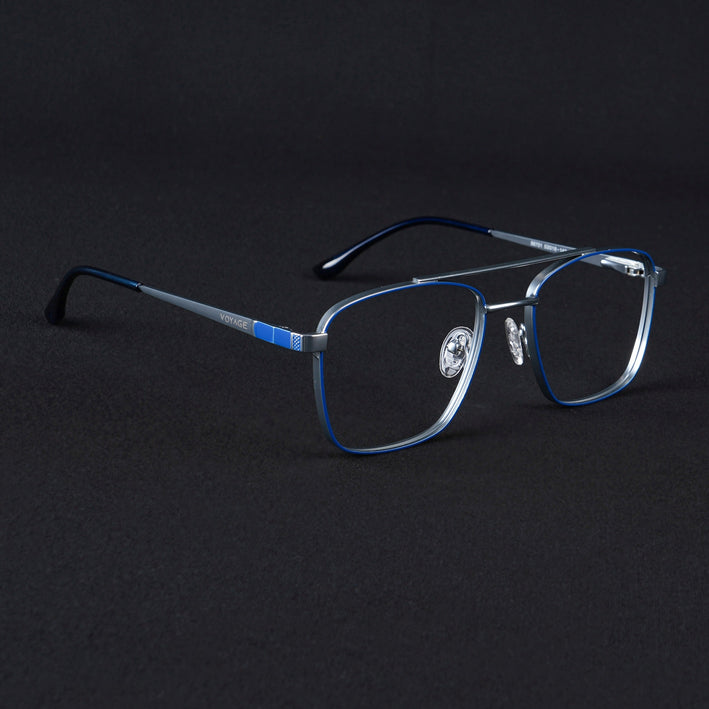 Voyage Silverline Blue & Matt Silver Wayfarer Eyeglasses for Men & Women - MG5448-C2