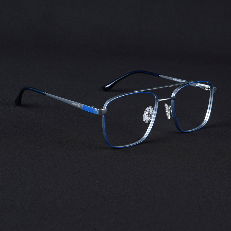 Voyage Silverline Blue & Matt Silver Wayfarer Eyeglasses for Men & Women - MG5448-C2