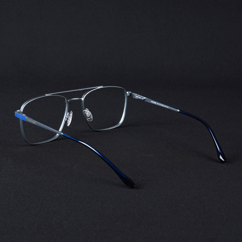 Voyage Silverline Blue & Matt Silver Wayfarer Eyeglasses for Men & Women - MG5448-C2