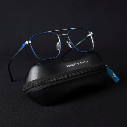 Voyage Silverline Blue & Matt Silver Wayfarer Eyeglasses for Men & Women - MG5448-C2