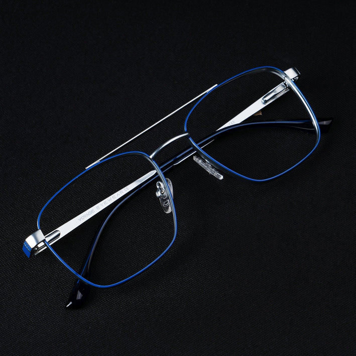 Voyage Silverline Blue & Matt Silver Wayfarer Eyeglasses for Men & Women - MG5448-C2