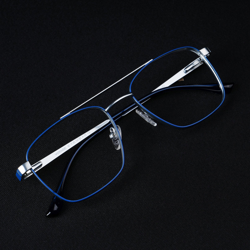 Voyage Silverline Blue & Matt Silver Wayfarer Eyeglasses for Men & Women - MG5448-C2