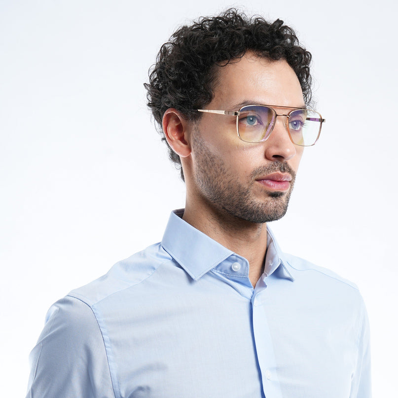 Voyage Silverline Golden Wayfarer Eyeglasses for Men & Women - MG5449-C3