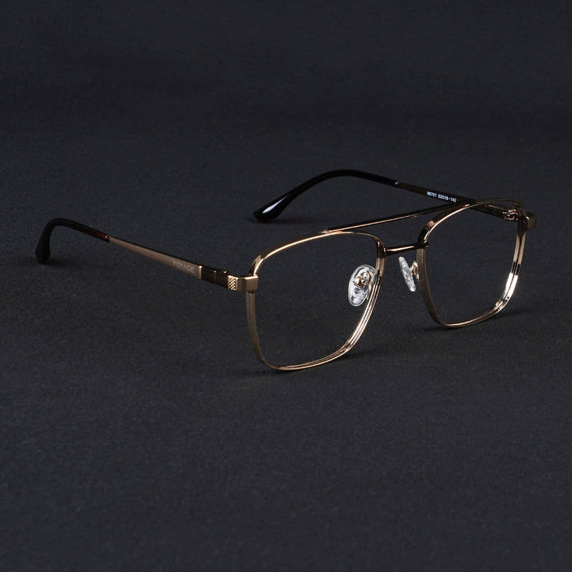 Voyage Silverline Golden Wayfarer Eyeglasses for Men & Women - MG5449-C3
