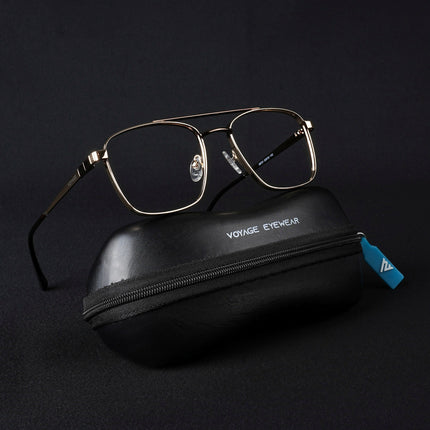 Voyage Silverline Golden Wayfarer Eyeglasses for Men & Women - MG5449-C3