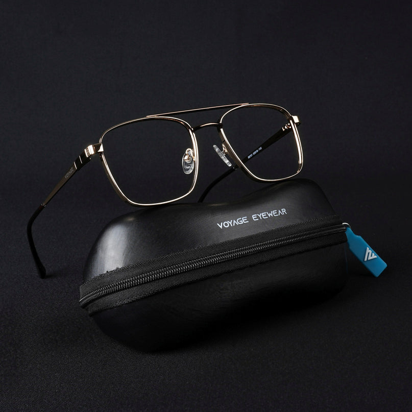 Voyage Silverline Golden Wayfarer Eyeglasses for Men & Women - MG5449-C3
