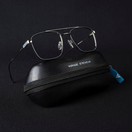 Voyage Silverline Silver & Grey Wayfarer Eyeglasses for Men & Women - MG5450-C4