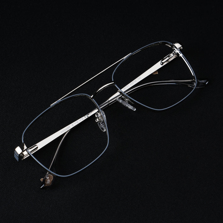 Voyage Silverline Silver & Grey Wayfarer Eyeglasses for Men & Women - MG5450-C4