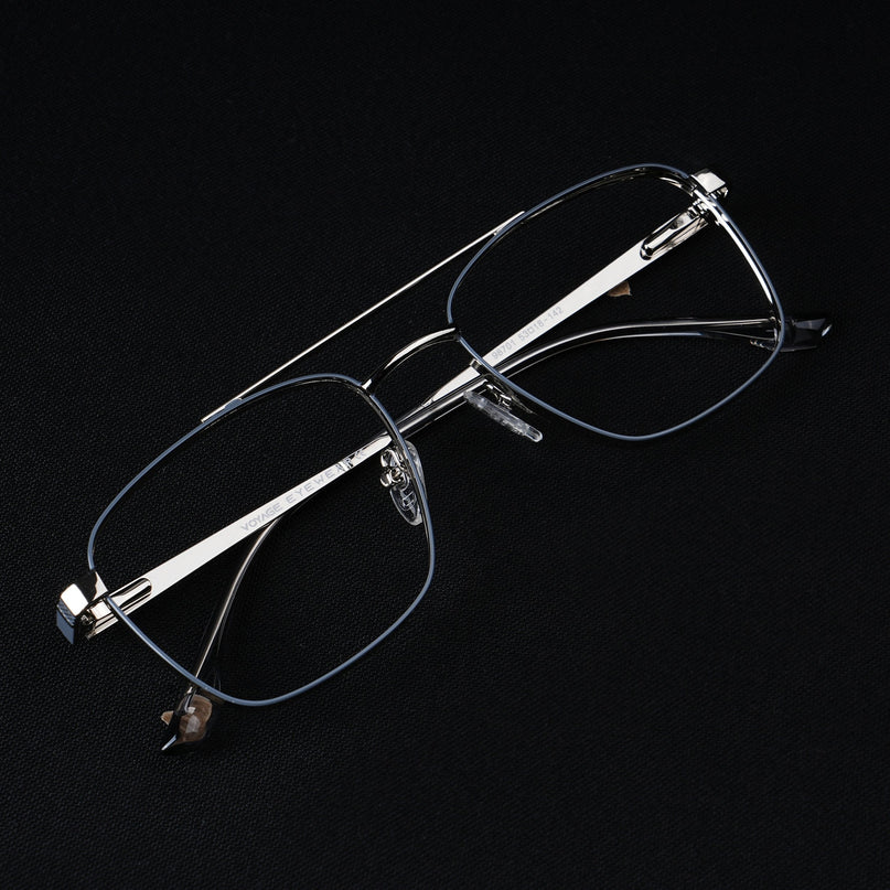 Voyage Silverline Silver & Grey Wayfarer Eyeglasses for Men & Women - MG5450-C4