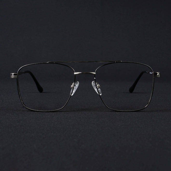 Voyage Silverline Silver & Black Wayfarer Eyeglasses for Men & Women - MG5452-C6