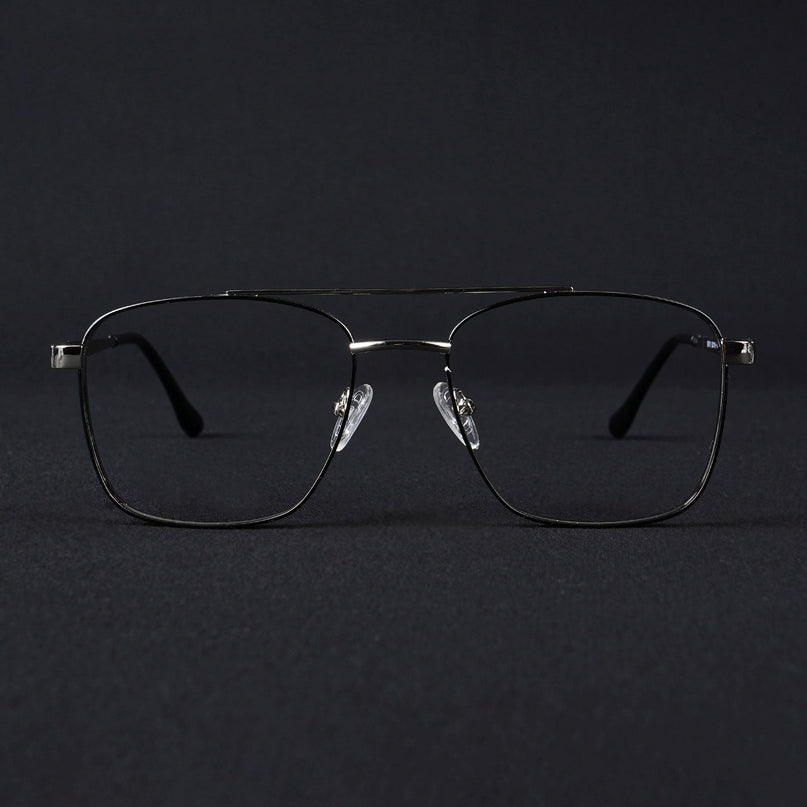 Voyage Silverline Silver & Black Wayfarer Eyeglasses for Men & Women - MG5452-C6