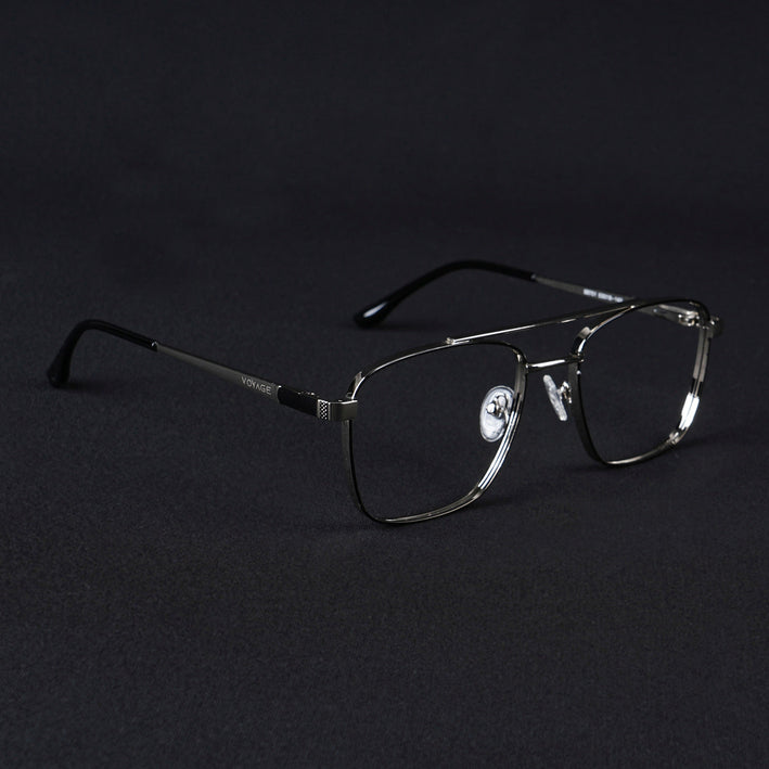 Voyage Silverline Silver & Black Wayfarer Eyeglasses for Men & Women - MG5452-C6
