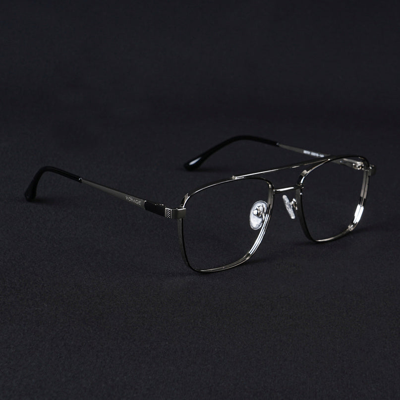 Voyage Silverline Silver & Black Wayfarer Eyeglasses for Men & Women - MG5452-C6