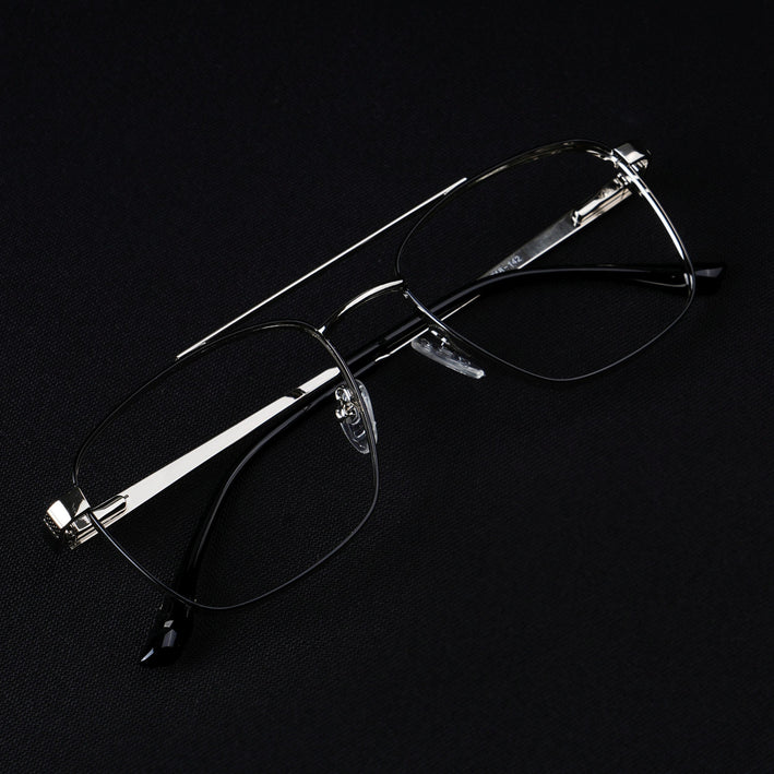 Voyage Silverline Silver & Black Wayfarer Eyeglasses for Men & Women - MG5452-C6