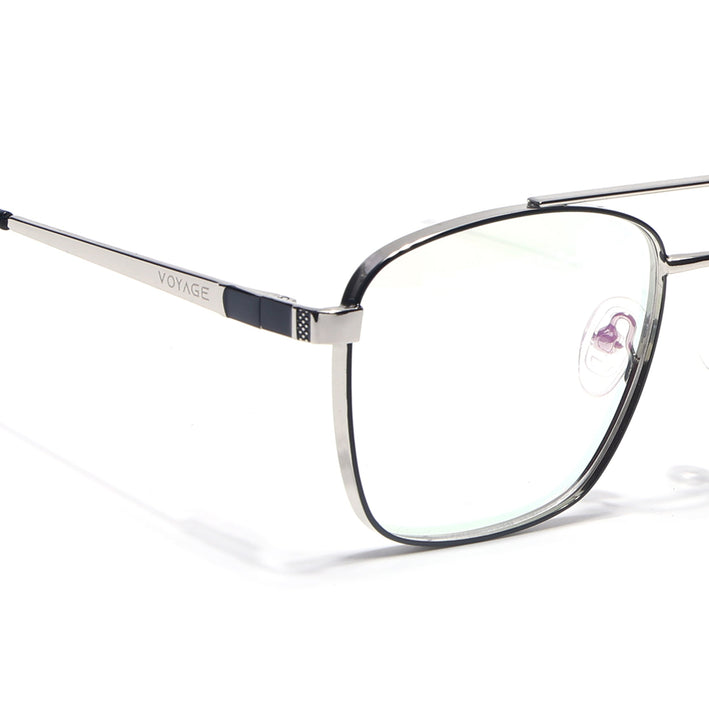 Voyage Silverline Silver & Black Wayfarer Eyeglasses for Men & Women - MG5452-C6
