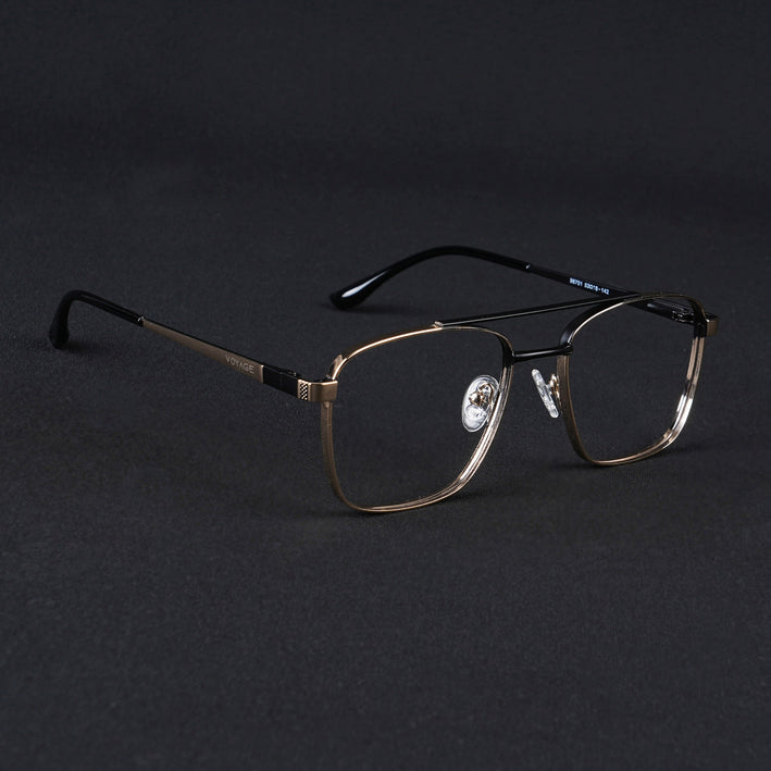 Voyage Silverline Golden & Black Wayfarer Eyeglasses for Men & Women - MG5453-C7