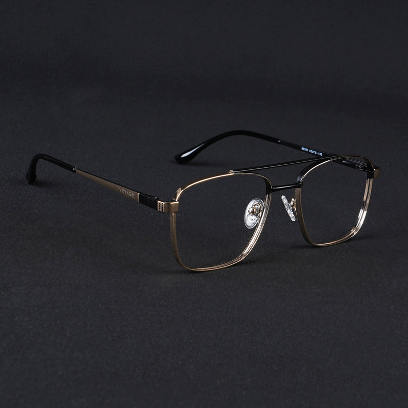 Voyage Silverline Golden & Black Wayfarer Eyeglasses for Men & Women - MG5453-C7
