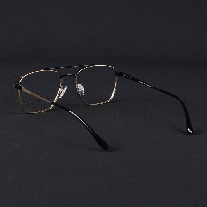 Voyage Silverline Golden & Black Wayfarer Eyeglasses for Men & Women - MG5453-C7