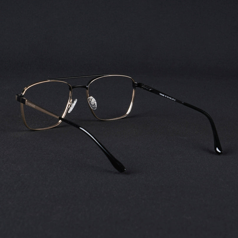 Voyage Silverline Golden & Black Wayfarer Eyeglasses for Men & Women - MG5453-C7