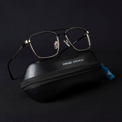 Voyage Silverline Golden & Black Wayfarer Eyeglasses for Men & Women - MG5453-C7