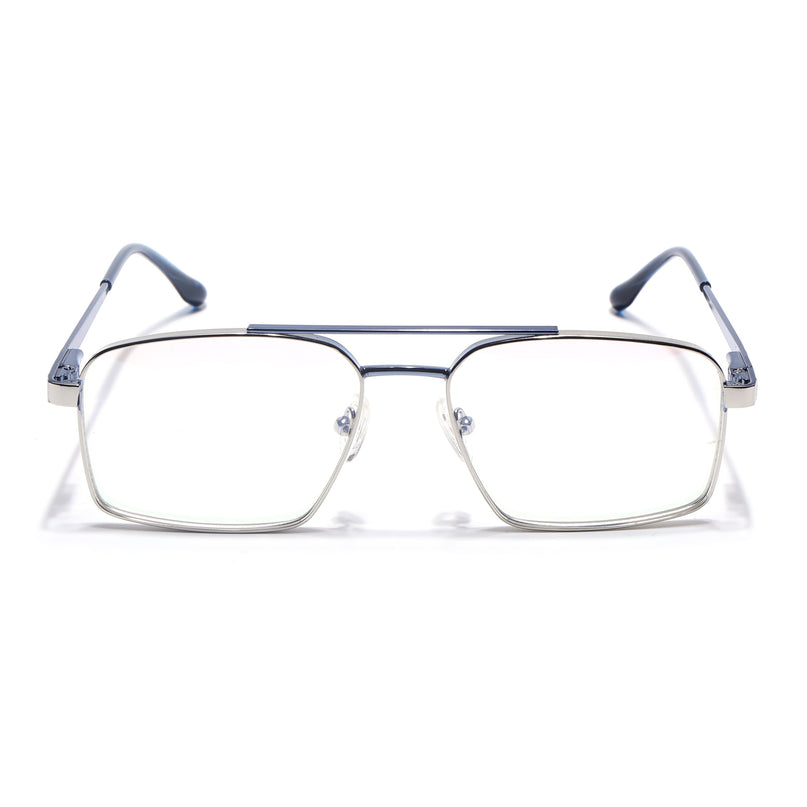 Voyage Silverline Silver & Blue Wayfarer Eyeglasses for Men & Women - MG5454-C1