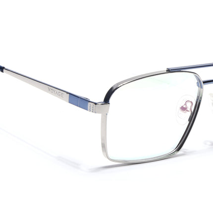 Voyage Silverline Silver & Blue Wayfarer Eyeglasses for Men & Women - MG5454-C1