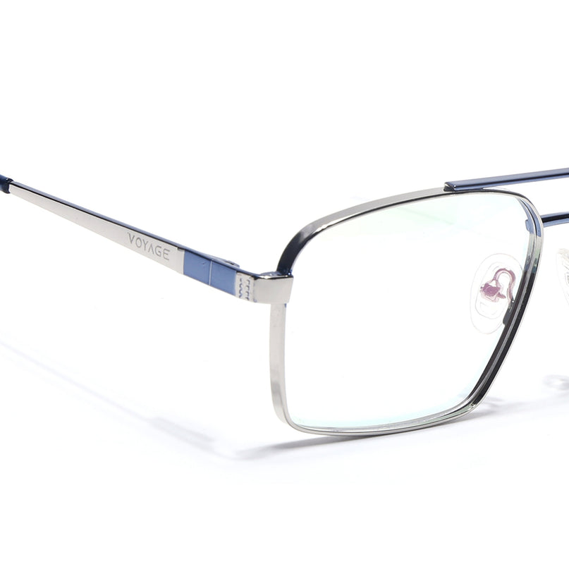 Voyage Silverline Silver & Blue Wayfarer Eyeglasses for Men & Women - MG5454-C1