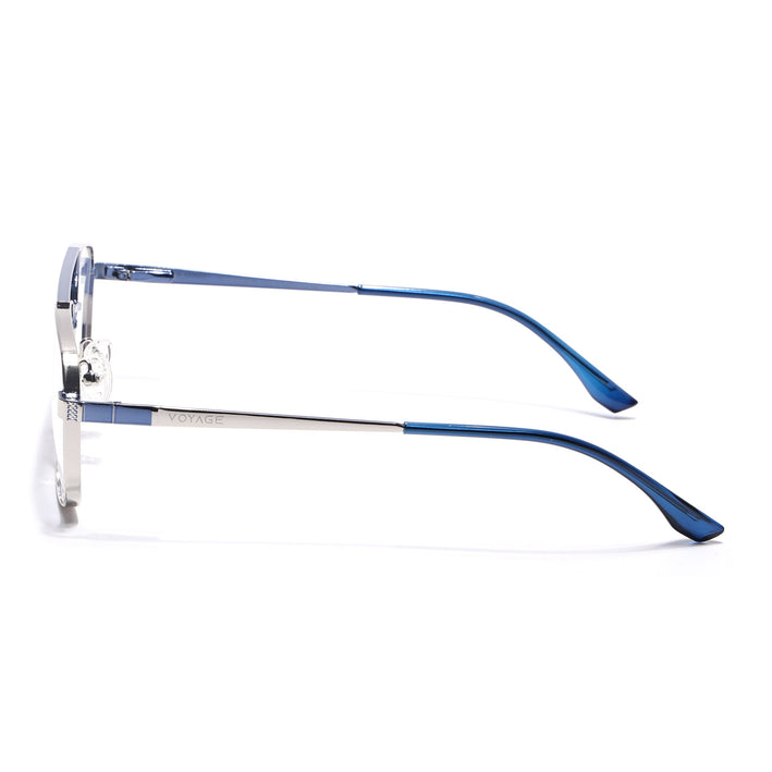 Voyage Silverline Silver & Blue Wayfarer Eyeglasses for Men & Women - MG5454-C1