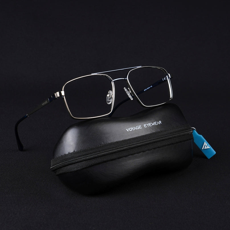 Voyage Silverline Silver & Blue Wayfarer Eyeglasses for Men & Women - MG5454-C1