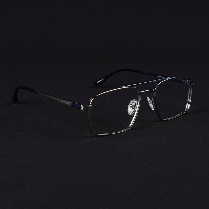 Voyage Silverline Silver & Blue Wayfarer Eyeglasses for Men & Women - MG5454-C1